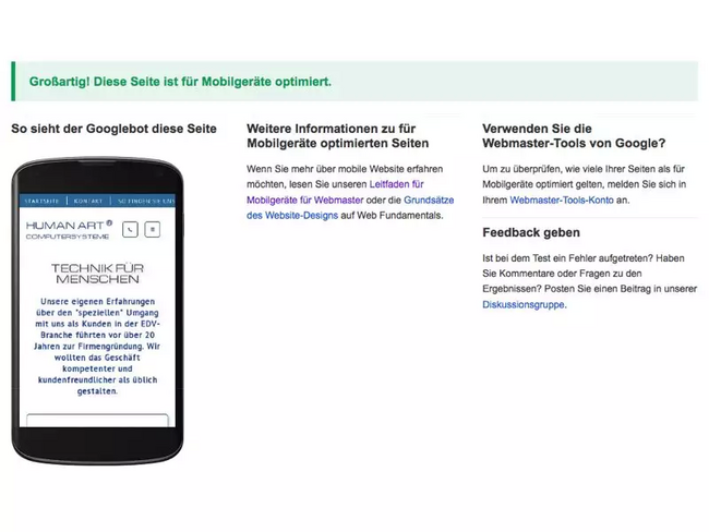 Scrennshot Google Mobile Test