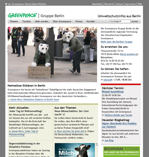 Screenshot Website www.greenpeace-berlin.de (2005)