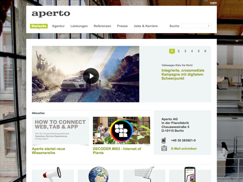 Screenshot Website von aperto